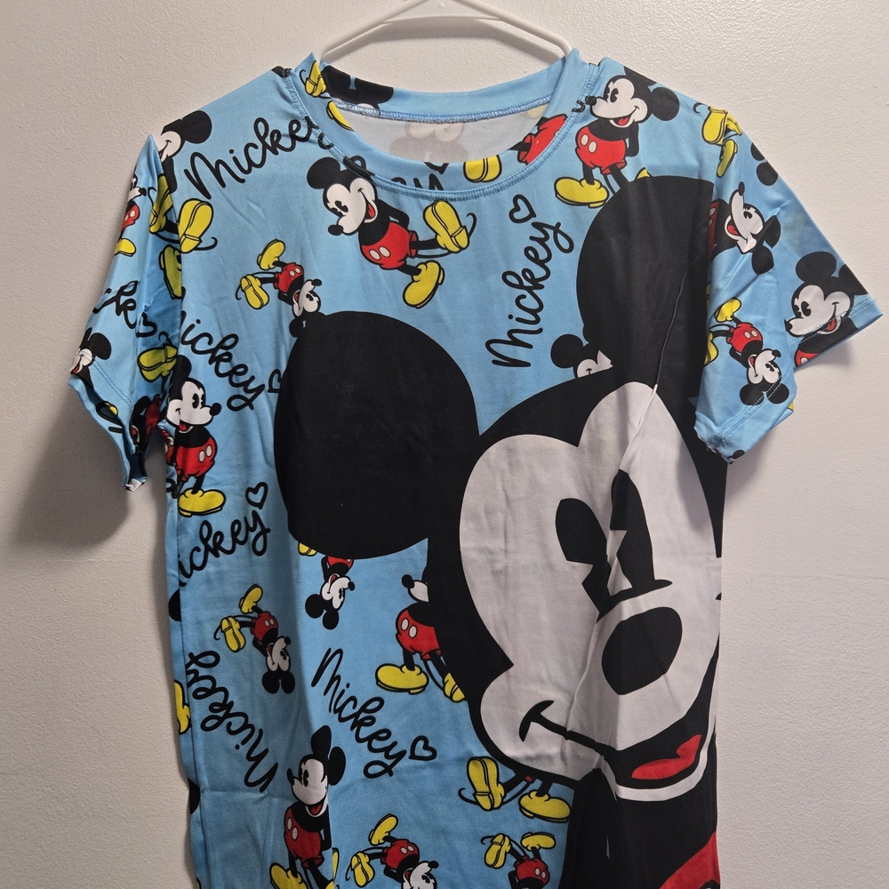 Mickey Mouse Light Blue Graphic Short Sleeve Tee